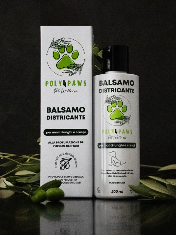 Balsamo Districante Poly4Paws: dona morbidezza e lucentezza irresistibili al pelo del tuo amico a quattro zampe.