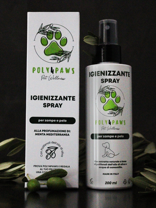 Igienizzante Zampe e Pelo Spray Poly4Liquid: Pulizia, Freschezza e Protezione Immediata per il Tuo Amico a Quattro Zampe – alla profumazione di menta mediterranea