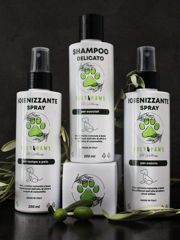 Kit Poly4Paws Coccole Complete: Cura e Protezione Totale per il Tuo Cucciolo con Prodotti Naturali e Sicuri, ideali per la Pelle e il Pelo, delicati e efficaci fin dalle prime settimane di vita