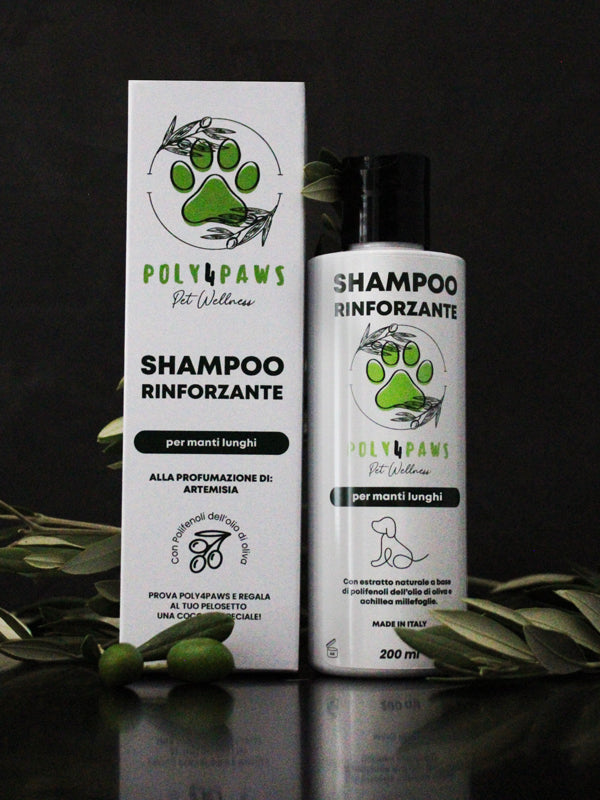 Shampoo Manto Lungo Poly4Paws: Nutrimento Profondo e Brillantezza Impareggiabile con un principio attivo naturale &nbsp;e unico – alla profumazione di Acquagrumata